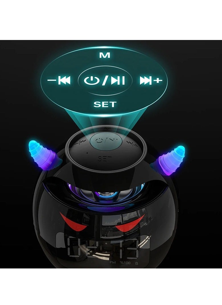 Bluetooth Speaker, Audio Speaker With Digital Alarm Clock, Compact And Portable Wireless Music Player, Dual Use Charging Speaker Audio And Alarm Clock With LED Lights, (1pc, Black)