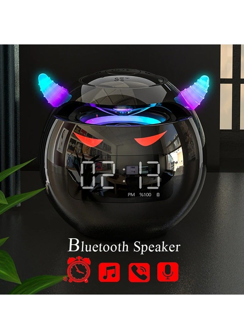 Bluetooth Speaker, Audio Speaker With Digital Alarm Clock, Compact And Portable Wireless Music Player, Dual Use Charging Speaker Audio And Alarm Clock With LED Lights, (1pc, Black)
