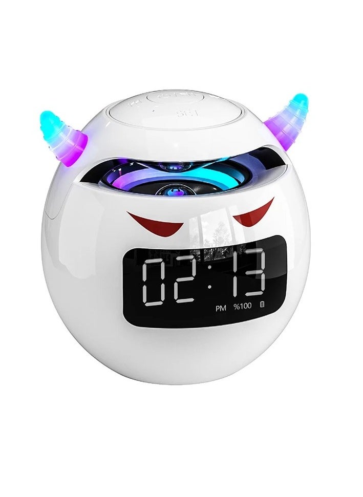 Bluetooth Speaker, Audio Speaker With Digital Alarm Clock, Compact And Portable Wireless Music Player, Dual Use Charging Speaker Audio And Alarm Clock With LED Lights, (1pc, White)