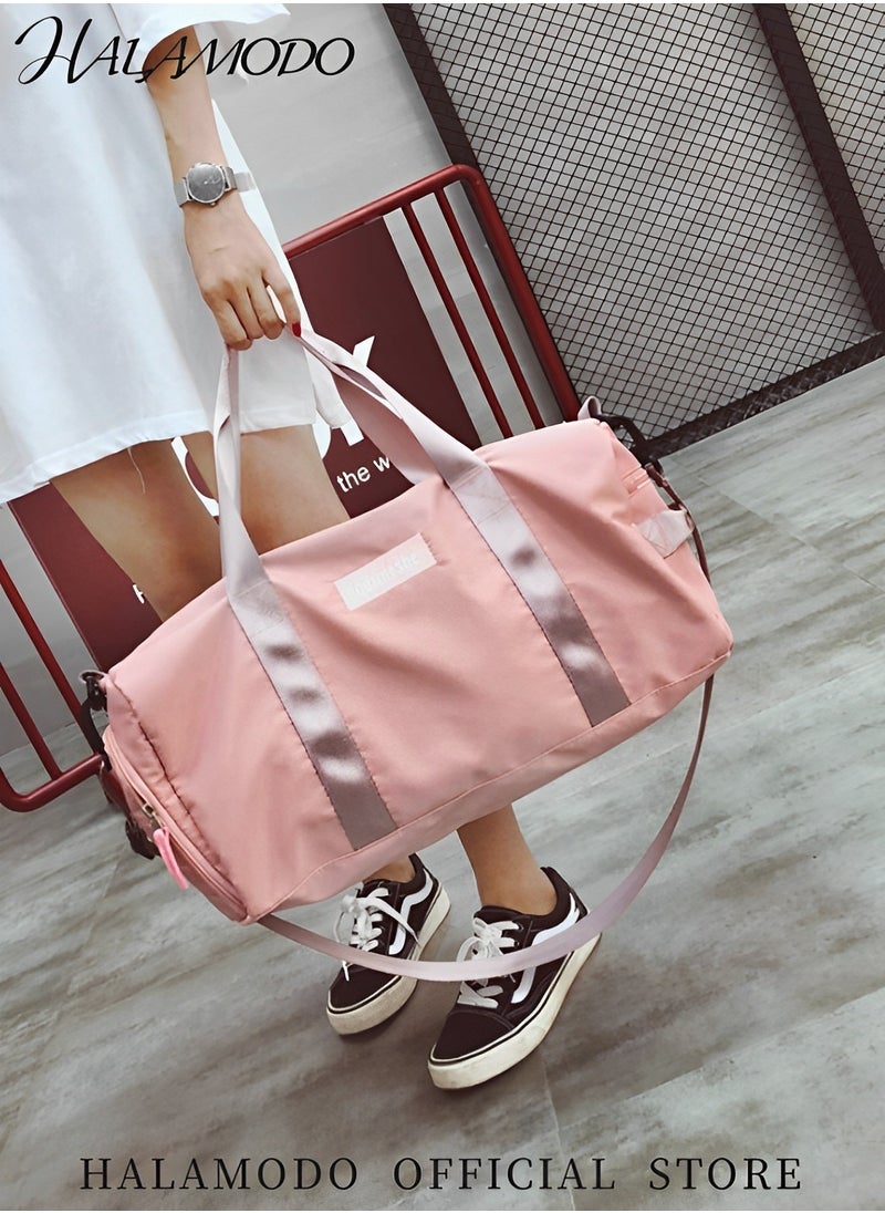 Women's Sports Duffel Bag Overnight Weekender Travel Bag with Wet Pocket Large Side Shoe Compartment Easy-access Front Pocket Interior Pocket and Adjustable Shoulder Strap Ideal as Gym Bag Yoga Bag