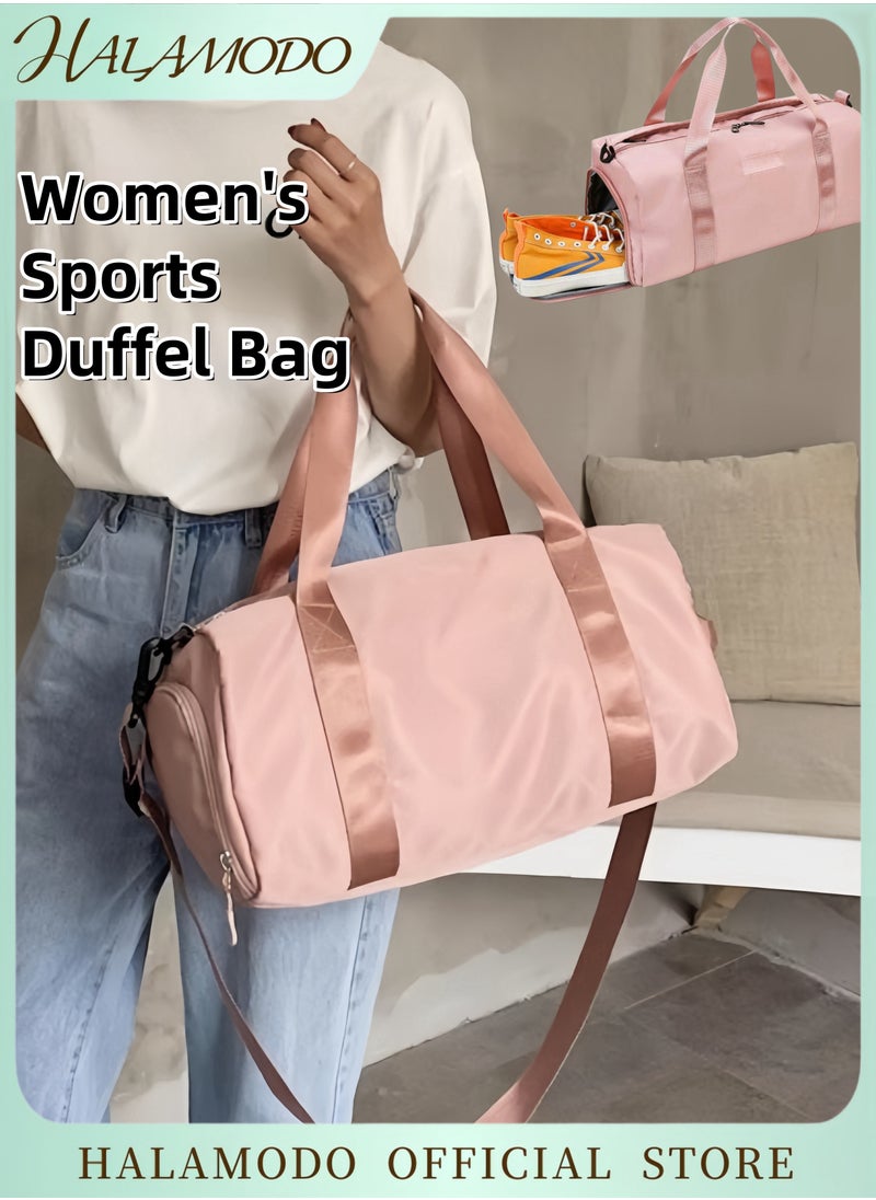 Women's Sports Duffel Bag Overnight Weekender Travel Bag with Wet Pocket Large Side Shoe Compartment Easy-access Front Pocket Interior Pocket and Adjustable Shoulder Strap Ideal as Gym Bag Yoga Bag