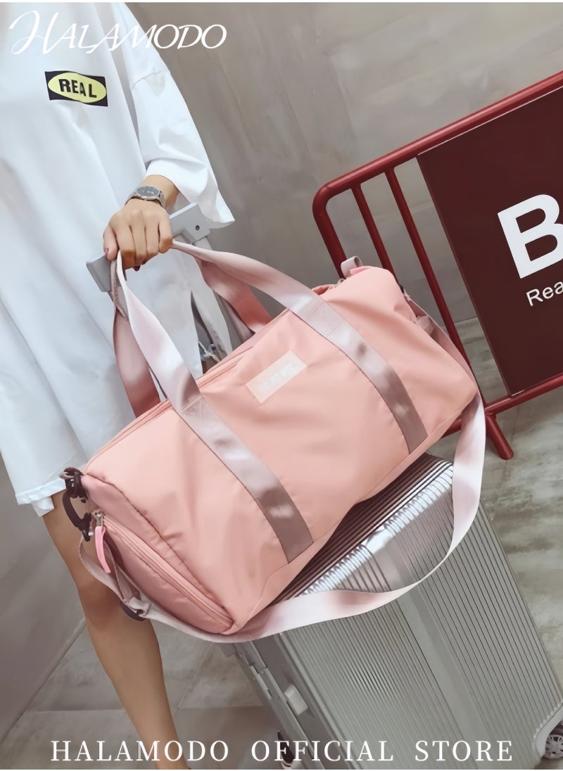 Women's Sports Duffel Bag Overnight Weekender Travel Bag with Wet Pocket Large Side Shoe Compartment Easy-access Front Pocket Interior Pocket and Adjustable Shoulder Strap Ideal as Gym Bag Yoga Bag