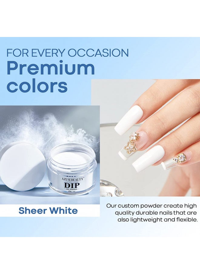 Dip Powder White Color 2Oz/56g, Basic Transparent Acrylic Dipping Powder Crystal French Nail Art Starter Manicure Salon DIY at Home, Odor-Free, Long-Lasting, No Nail Lamp Needed