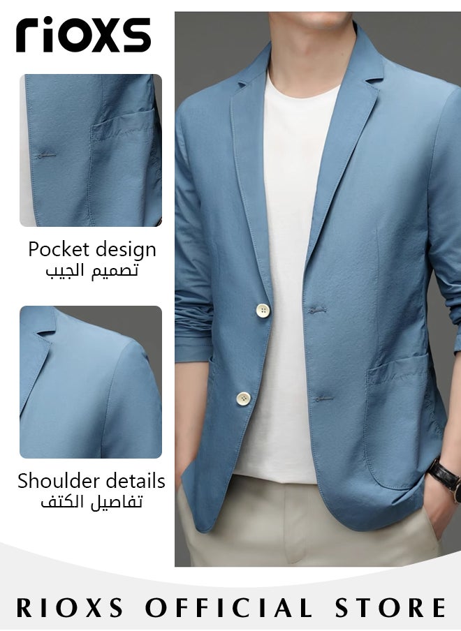 Men's Formal Long Sleeve Blazer Jacket Two Buttons Slimming Casual Blazer Coat for Business Wedding Prom Dinner