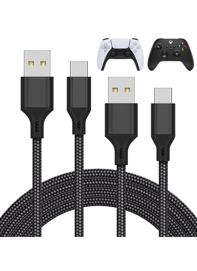 Charger Charging Cable for PS5 Controller,for Xbox Series X,for Xbox Series S,for Nintendo Switch Controller,2 Pack 10FT Replacement USB C Cord Nylon Braided Type-C Ports Accessories Kit,Black