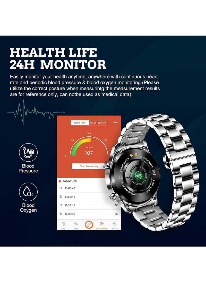 Men's Smart Watch for Android iOS, Bluetooth Calls Voice Chat with Heart Rate/Sleep Monitor Fitness Tracker, 1.3 Full Touch Screen IP67