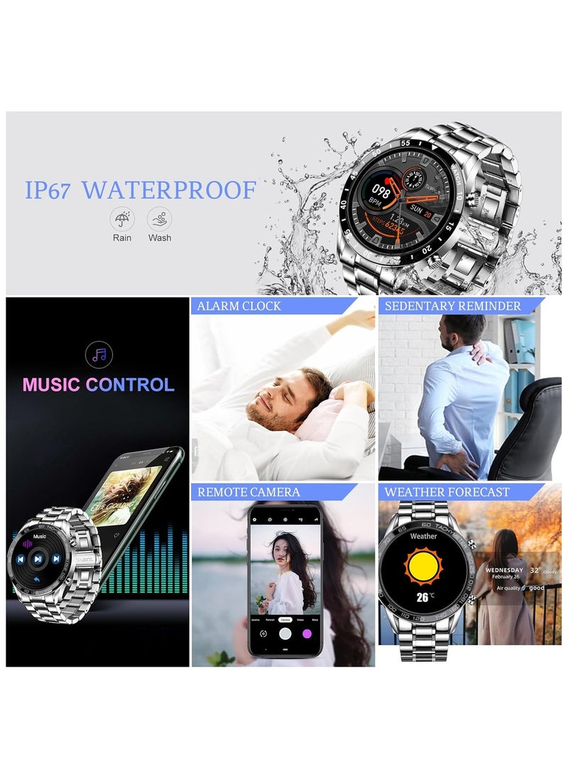 Men's Smart Watch for Android iOS, Bluetooth Calls Voice Chat with Heart Rate/Sleep Monitor Fitness Tracker, 1.3 Full Touch Screen IP67