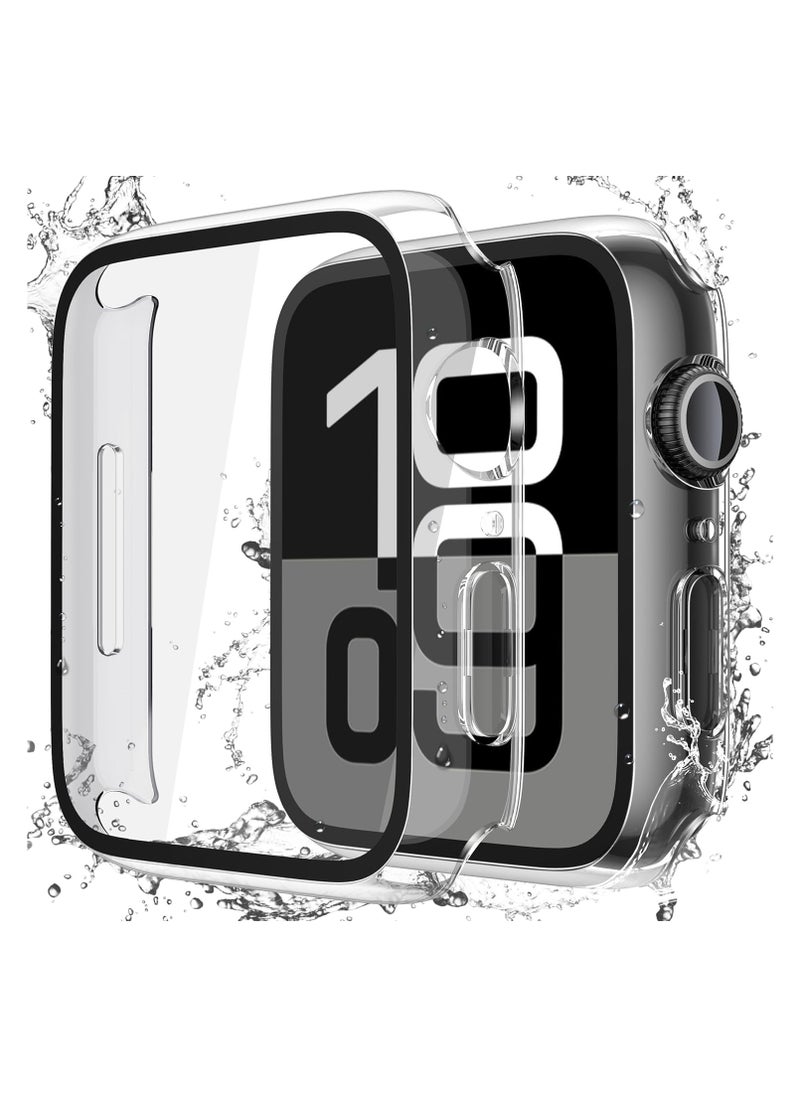 Waterproof Tempered Glass Case for Apple Watch Series 10 (2024) 46mm, Hard Matte PC Screen Protector Overall Protection Ultra-Thin Lightweight Scratch-Resistant Cover for iWatch 46mm (Clear)