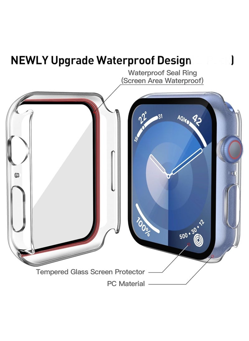 Waterproof Tempered Glass Case for Apple Watch Series 10 (2024) 46mm, Hard Matte PC Screen Protector Overall Protection Ultra-Thin Lightweight Scratch-Resistant Cover for iWatch 46mm (Clear)