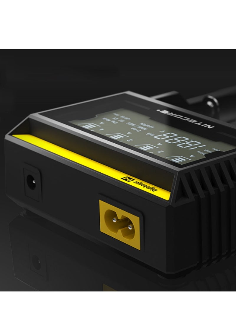 NITECORE D4 Digicharger LCD Display Universal Battery Charger for 18650, 14500, 16340, 26650, 18350 Li-ion Rechargeable Batteries, Smart Charging with Multiple Safety Features, Includes Charging Cable