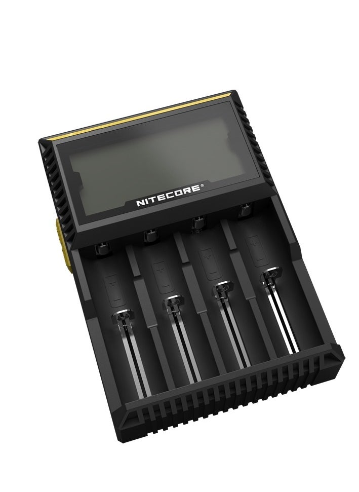 NITECORE D4 Digicharger LCD Display Universal Battery Charger for 18650, 14500, 16340, 26650, 18350 Li-ion Rechargeable Batteries, Smart Charging with Multiple Safety Features, Includes Charging Cable