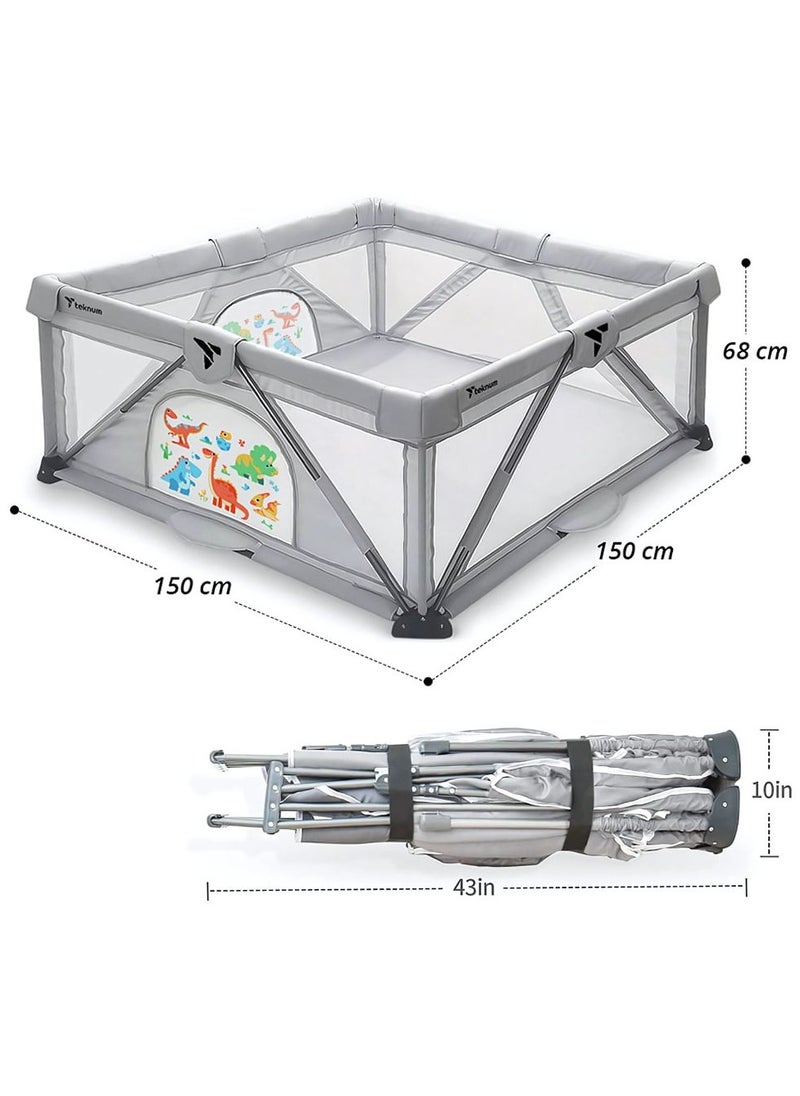 Baby Playpen Extra Large Play Yard Indoor Outdoor Kids Activity Center w/ Gate 150*150*68CM