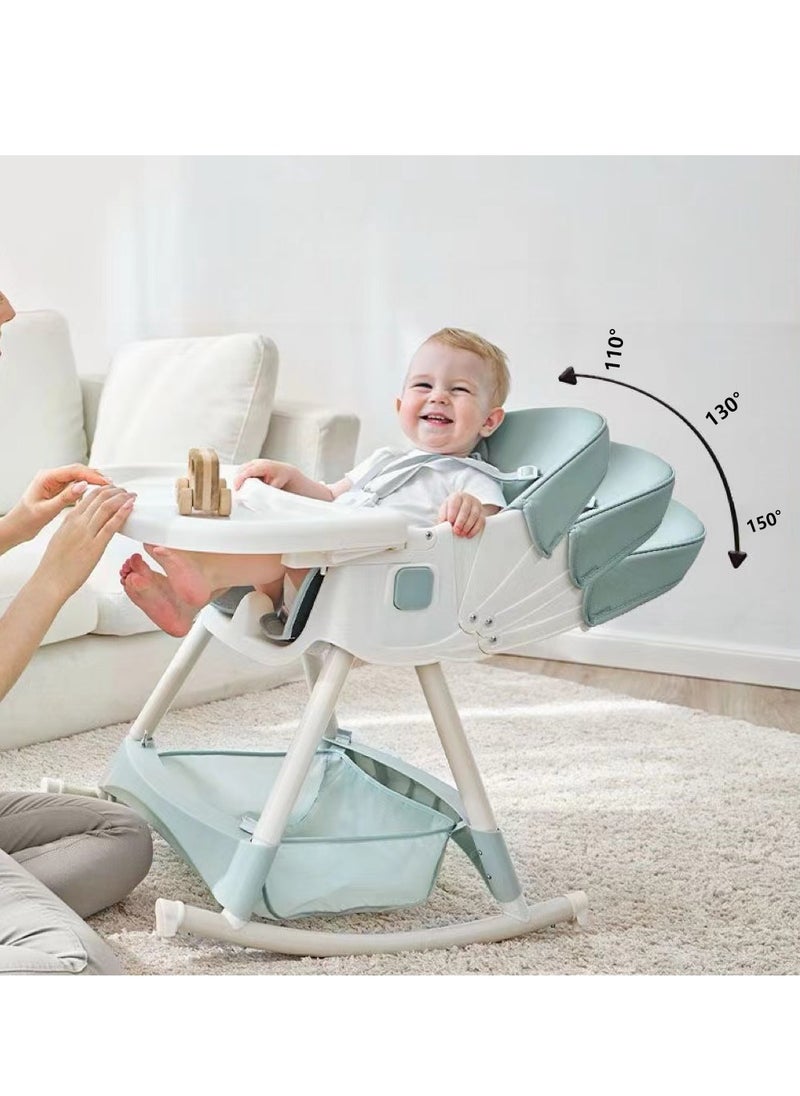 Baby High Chair Baby Dining Chair Adjustable Children's Table and Chair Rocking Chair with Double-Layer Dining Plate, Household Anti Slip Dining Chair for Babies Aged 0-6 Years Old