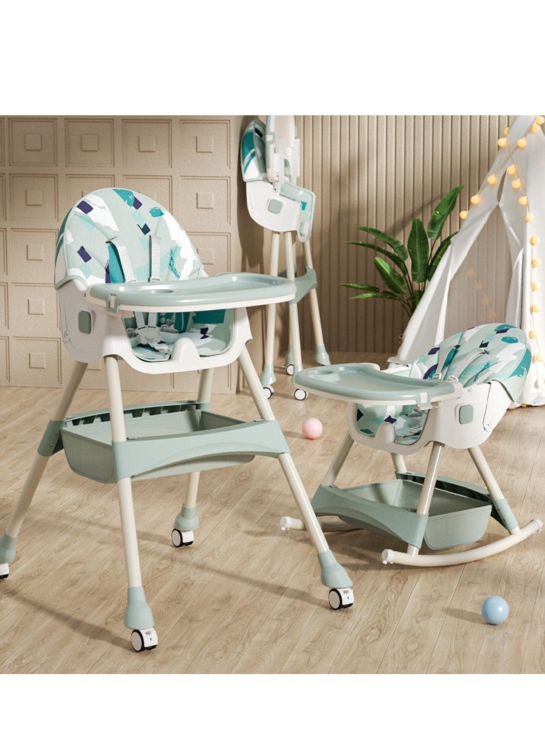 Baby High Chair Baby Dining Chair Adjustable Children's Table and Chair Rocking Chair with Double-Layer Dining Plate, Household Anti Slip Dining Chair for Babies Aged 0-6 Years Old