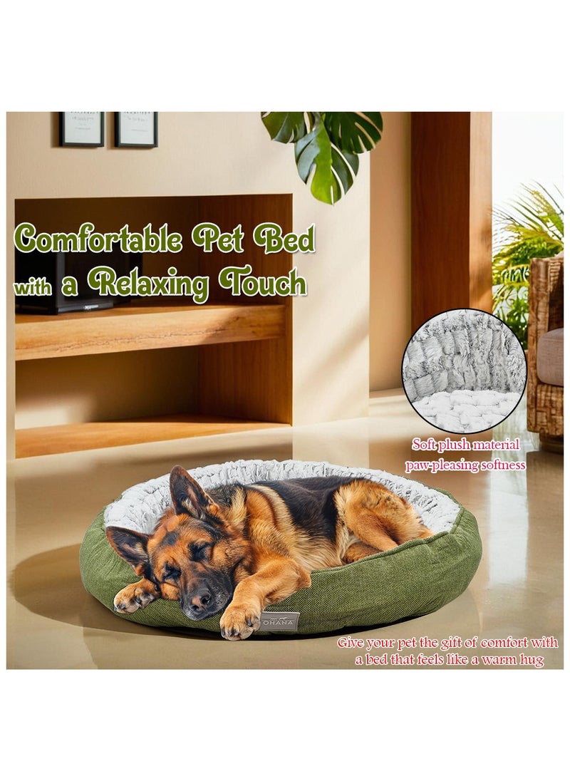 Pet bed for Small to Large dogs, Dog kennel with Soft plush material, Warm and Comfortable bed, Indoor pet bed with Anti-slip button, Washable & Breathable 72 cm (Green)