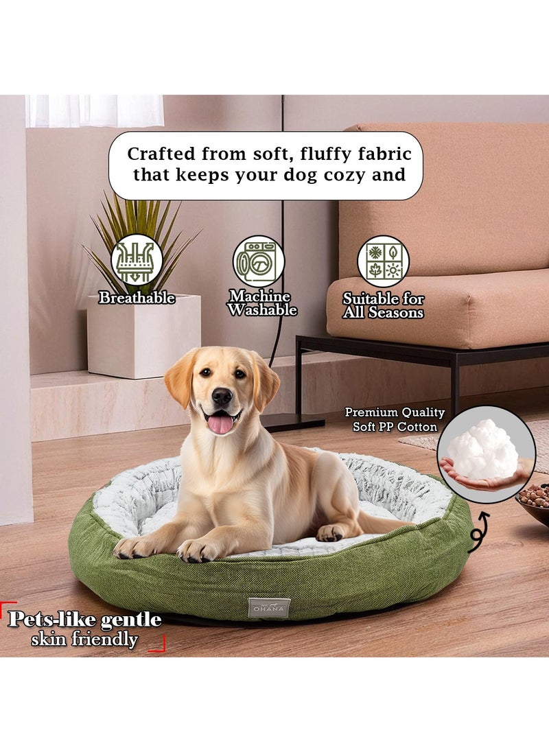 Pet bed for Small to Large dogs, Dog kennel with Soft plush material, Warm and Comfortable bed, Indoor pet bed with Anti-slip button, Washable & Breathable 72 cm (Green)