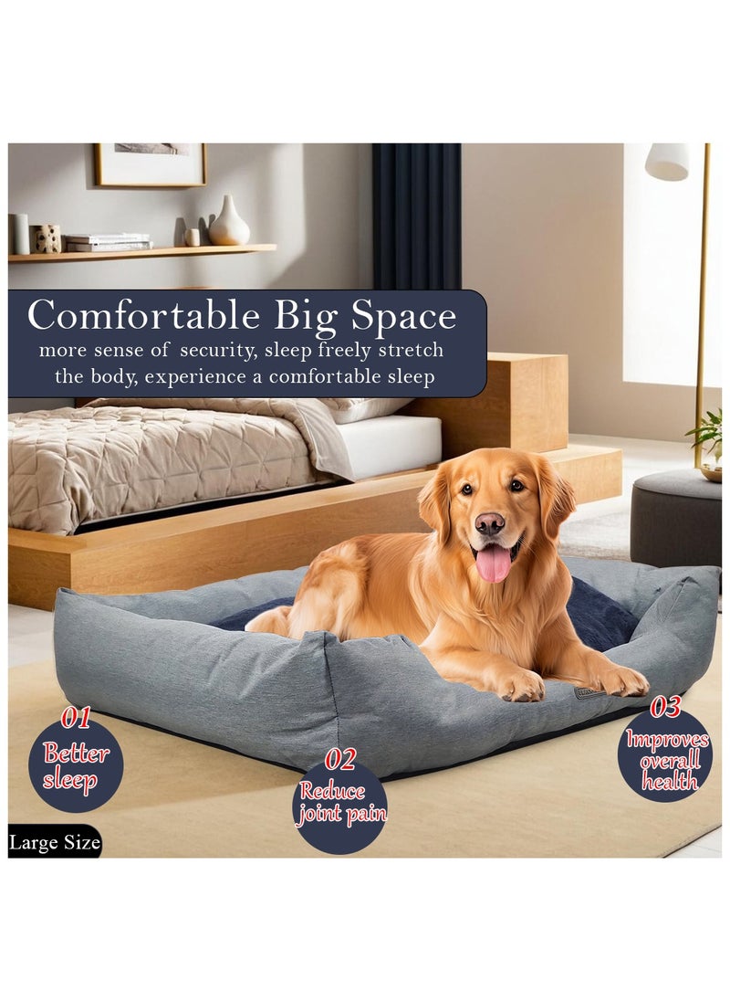 Cozy Pet bed for Indoor Pets, Warm Polyester Nest, Ideal for all size breeds, Dog cushion with Removable Pillow, Anti-slip base, Soft edges, and Breathable 90 cm (Grey)
