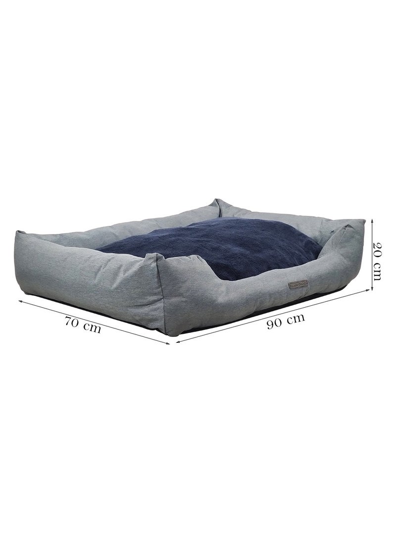 Cozy Pet bed for Indoor Pets, Warm Polyester Nest, Ideal for all size breeds, Dog cushion with Removable Pillow, Anti-slip base, Soft edges, and Breathable 90 cm (Grey)