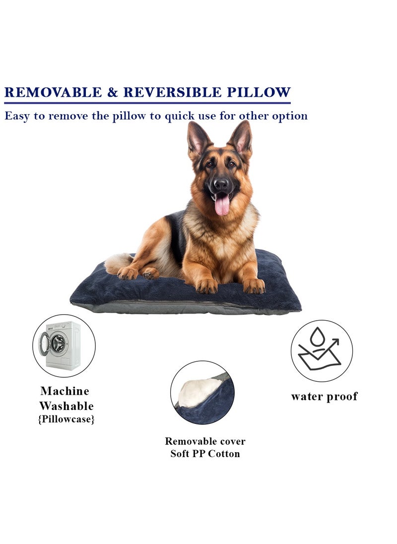 Cozy Pet bed for Indoor Pets, Warm Polyester Nest, Ideal for all size breeds, Dog cushion with Removable Pillow, Anti-slip base, Soft edges, and Breathable 90 cm (Grey)