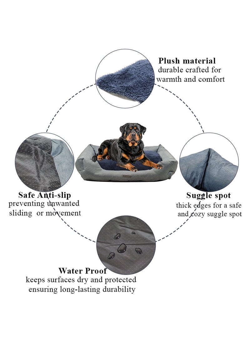 Cozy Pet bed for Indoor Pets, Warm Polyester Nest, Ideal for all size breeds, Dog cushion with Removable Pillow, Anti-slip base, Soft edges, and Breathable 90 cm (Grey)