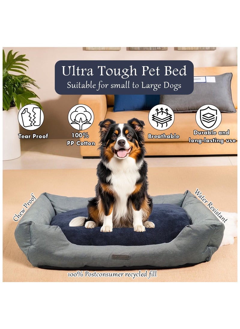 Cozy Pet bed for Indoor Pets, Warm Polyester Nest, Ideal for all size breeds, Dog cushion with Removable Pillow, Anti-slip base, Soft edges, and Breathable 90 cm (Grey)