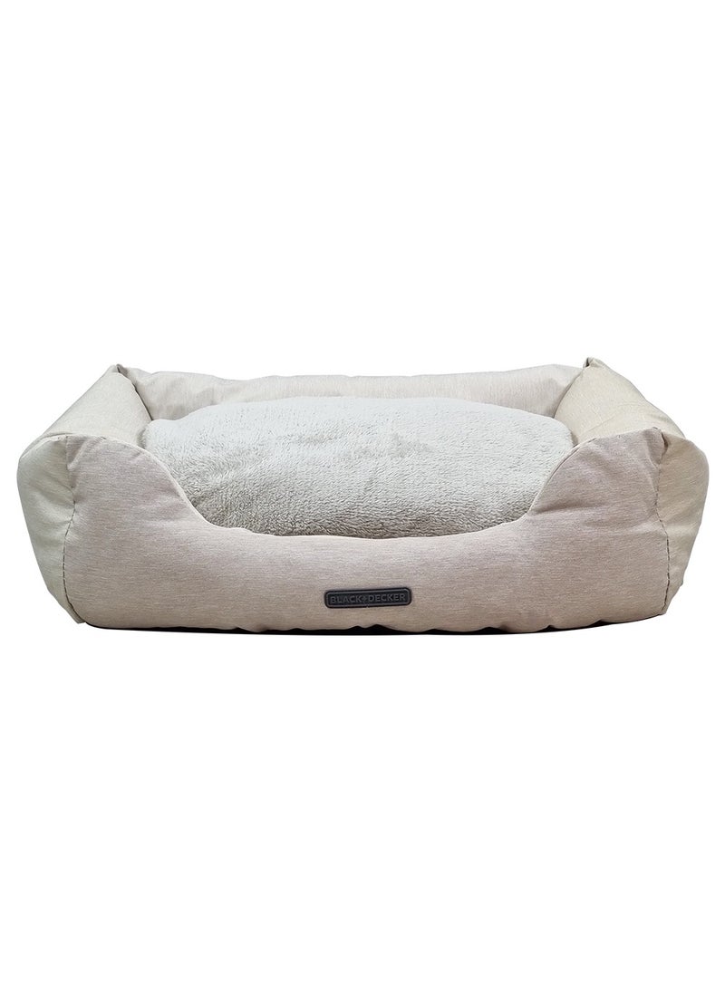 Dog bed with Removable Cushion, Breathable, PP cotton, and Durable, Idea for Indoor Cats and Dogs, Non-slip Bottom, Waterproof, Soft edges, and Small size 63 cm (Beige)
