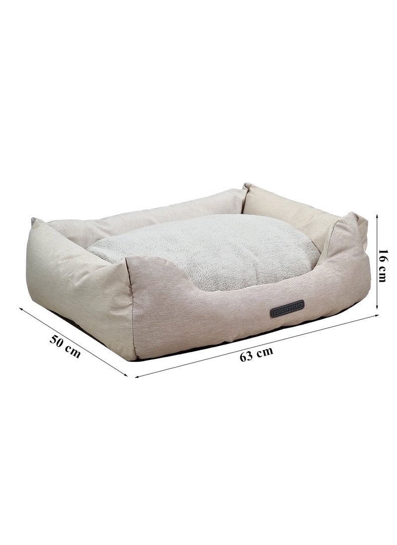 Dog bed with Removable Cushion, Breathable, PP cotton, and Durable, Idea for Indoor Cats and Dogs, Non-slip Bottom, Waterproof, Soft edges, and Small size 63 cm (Beige)