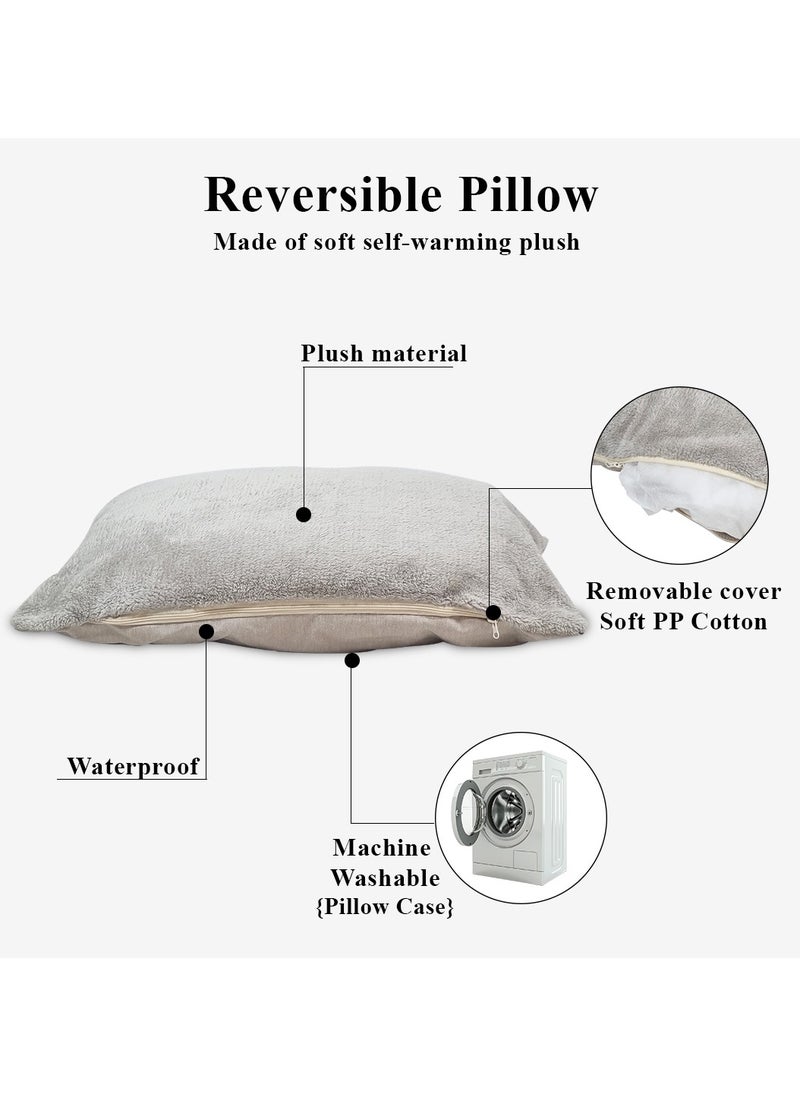 Dog bed with Removable Cushion, Breathable, PP cotton, and Durable, Idea for Indoor Cats and Dogs, Non-slip Bottom, Waterproof, Soft edges, and Small size 63 cm (Beige)
