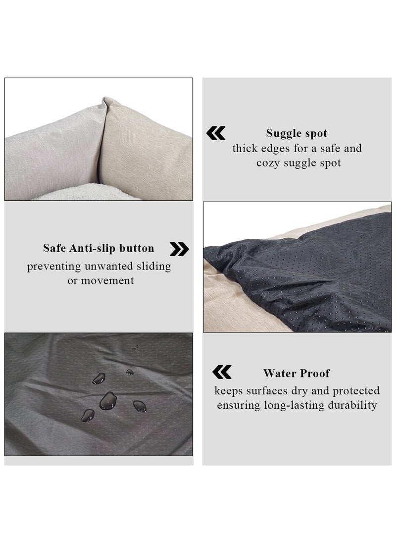 Dog bed with Removable Cushion, Breathable, PP cotton, and Durable, Idea for Indoor Cats and Dogs, Non-slip Bottom, Waterproof, Soft edges, and Small size 63 cm (Beige)