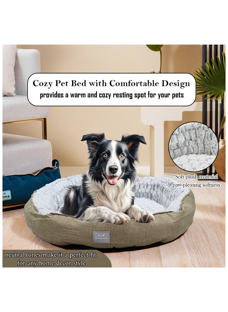 Pet bed for Small to Large dogs and cats, Dog kennel with Soft plush material, Warm and Comfortable bed, Indoor pet bed with Anti-slip button, Washable & Breathable 72 cm (Khaki)