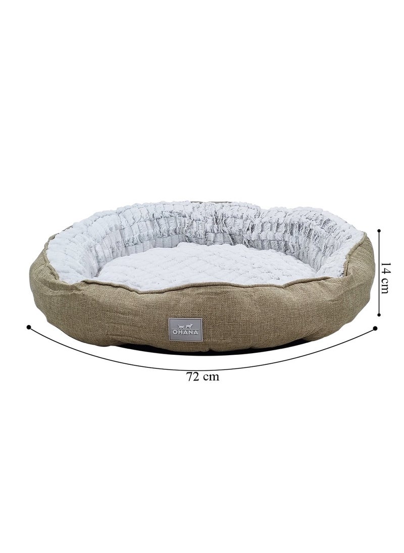 Pet bed for Small to Large dogs and cats, Dog kennel with Soft plush material, Warm and Comfortable bed, Indoor pet bed with Anti-slip button, Washable & Breathable 72 cm (Khaki)