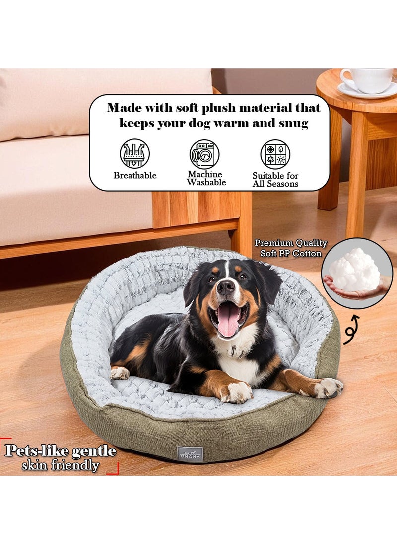 Pet bed for Small to Large dogs and cats, Dog kennel with Soft plush material, Warm and Comfortable bed, Indoor pet bed with Anti-slip button, Washable & Breathable 72 cm (Khaki)