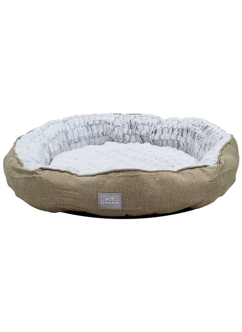 Pet bed for Small to Large dogs and cats, Dog kennel with Soft plush material, Warm and Comfortable bed, Indoor pet bed with Anti-slip button, Washable & Breathable 72 cm (Khaki)