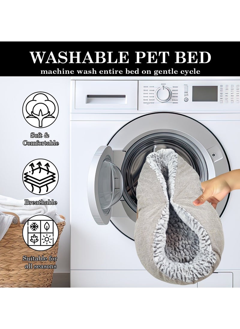 Pet bed with Non-slip base, Machine washable, Breathable, and Soft plush material, Indoor bed cushion for small to medium dogs, Round shape pet bed 60 cm (Beige)