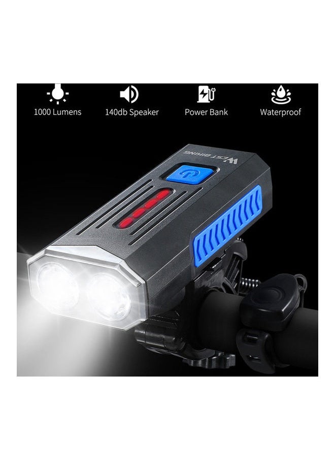 360 Rotate Base Rechargeable Bike Light With Horn 20.00*4.10*7.50cm