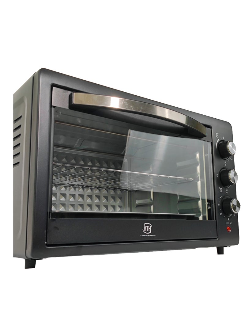 Multifunction 48L Capacity 2200W Household Electric Oven 90-250°C Adjustable Temperature Heating Selector with 60 Minutes Timer and Power Indicator Light Convenient Pull Handle Microwave Oven 58.5x41.5x38.4 cm