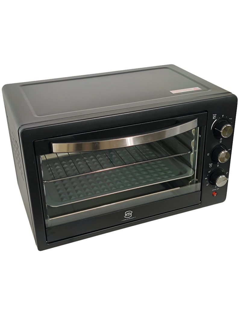 Multifunction 48L Capacity 2200W Household Electric Oven 90-250°C Adjustable Temperature Heating Selector with 60 Minutes Timer and Power Indicator Light Convenient Pull Handle Microwave Oven 58.5x41.5x38.4 cm