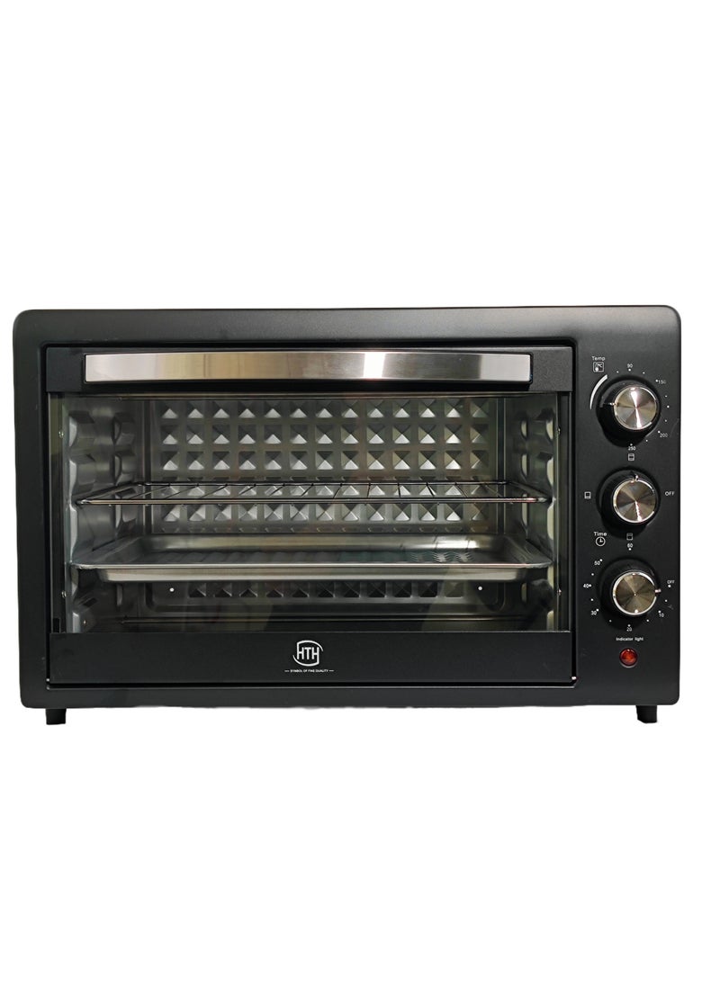 Multifunction 48L Capacity 2200W Household Electric Oven 90-250°C Adjustable Temperature Heating Selector with 60 Minutes Timer and Power Indicator Light Convenient Pull Handle Microwave Oven 58.5x41.5x38.4 cm