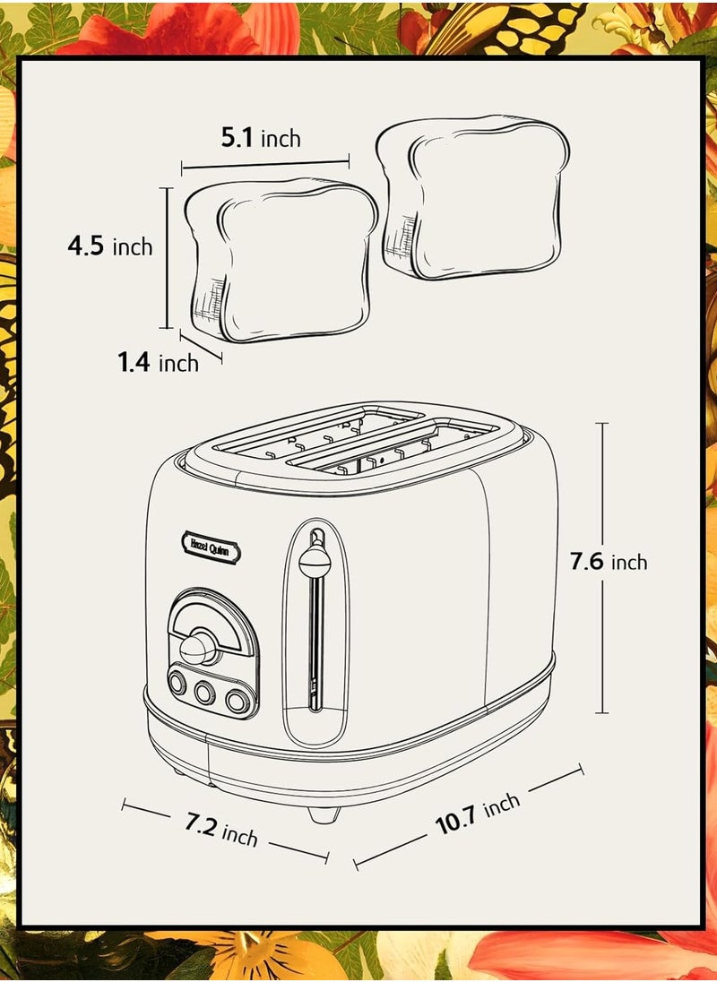 x Eduardo Recife Retro 2-Slice Toaster with 6 Browning Levels & Wide Slots