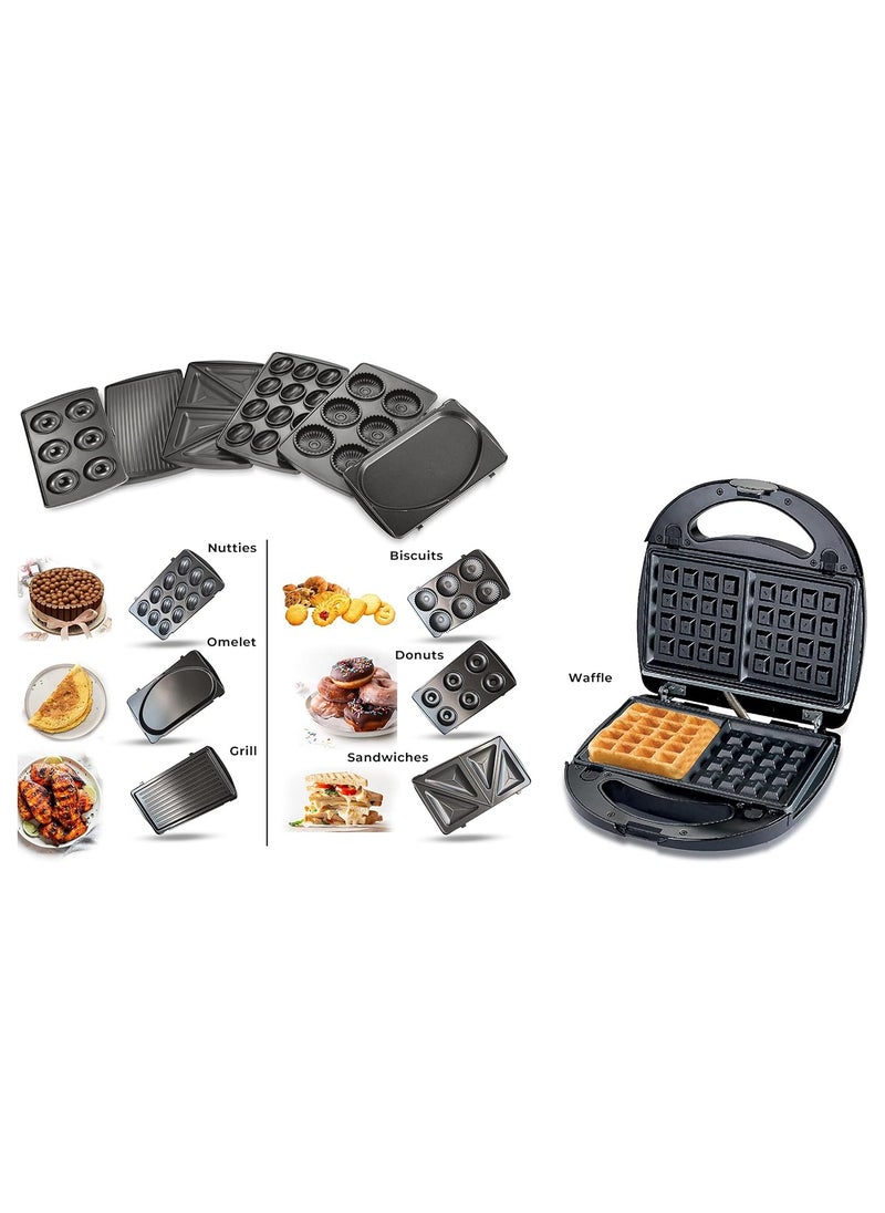 7-in-1 Multi Snack Maker Detachable Sandwich, Grill, Donut, Waffle,