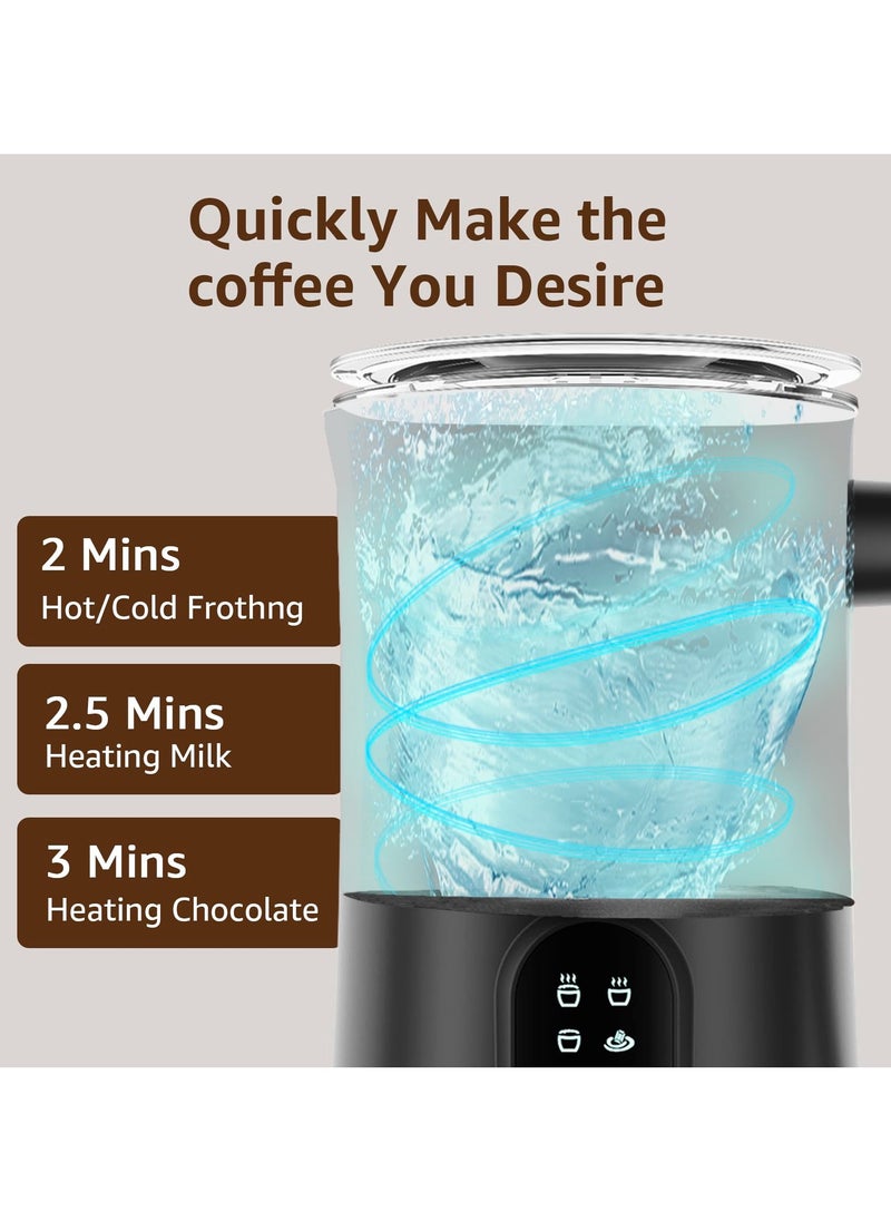 4-in-1 Electric Milk Frother and Steamer, 11.8oz/350ml Automatic Hot & Cold Foam Maker for Coffee, Latte, Cappuccino, Hot Chocolate (Black Edition)