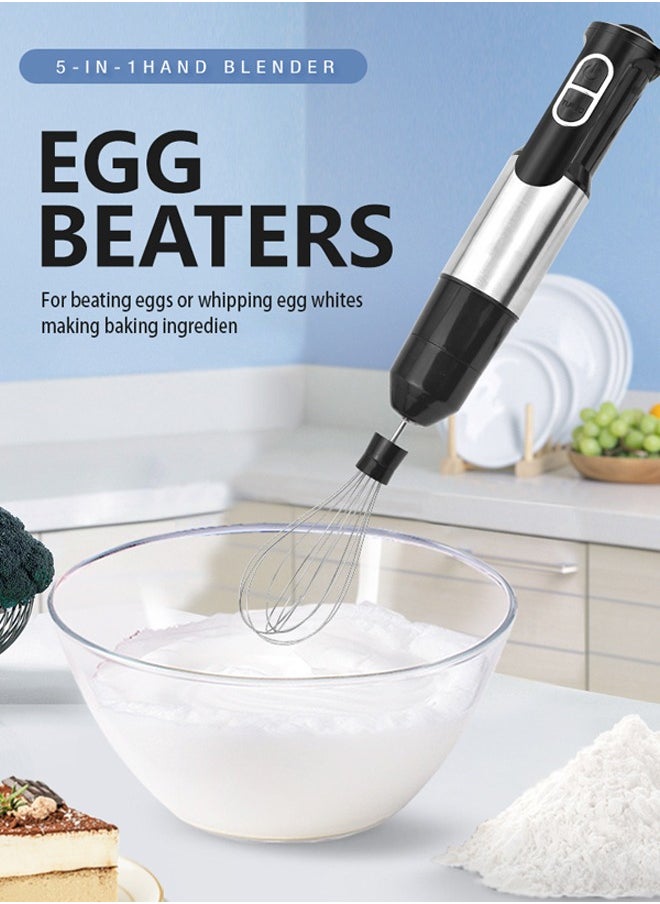 5 In 1 Hand Blender,800w Electric Immersion Blender with Beaker, Chopper, Milk Frother, Whisker, Frother, for Baby Food,Soup, Sauce,KM-1153