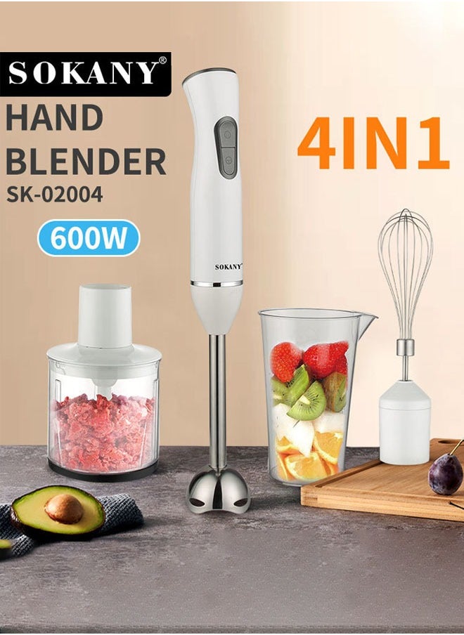 Multifunctional Electric blender, 4 in 1 Hand Blender with Choper and Whisk,600W SK-02004,White