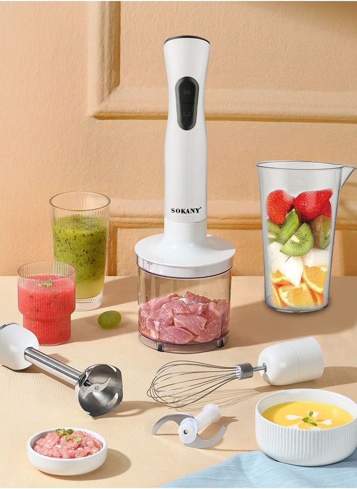 Multifunctional Electric blender, 4 in 1 Hand Blender with Choper and Whisk,600W SK-02004,White