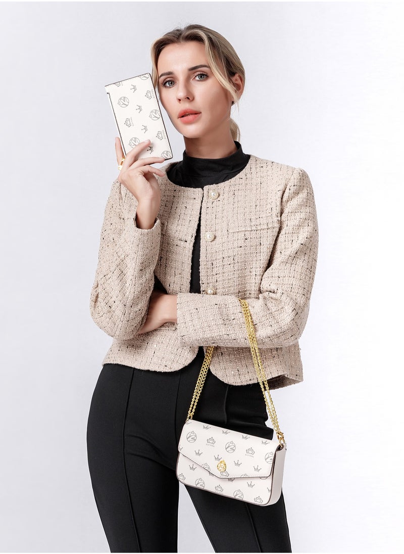 2PCS Chic Women Leather Shoulder Bag Set for Ladies Mini Crossbody Bag with adjustable Gold Chain Strap, Perfect Gift for Her, Vintage & Modern Style