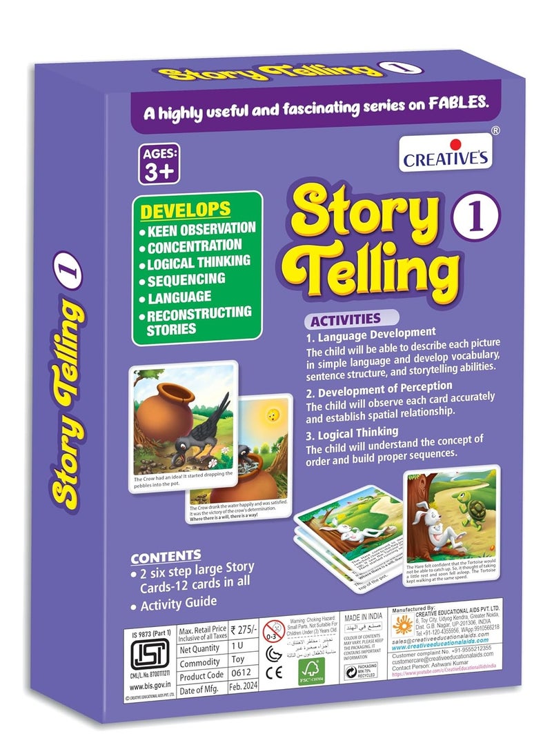 Creative's Story Telling-1 |Story Telling Sequence Cards |Learning & Educational |Story Telling Picture Series |Pre-school Story Telling Game |The Thirsty Crow & The Hare and The Tortoise |Ages 3 & Up