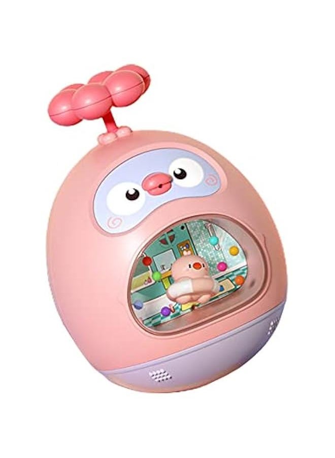 Multifunctional Tumbler Toy for Kids, Amphibious Tumbler Bathtub Tumbler Duck Bath Toy Tumbler Water Toy Duckling Tub Toy with Spray Water & Rattle Function (Pink)