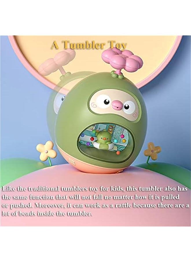 Multifunctional Tumbler Toy for Kids, Amphibious Tumbler Bathtub Tumbler Duck Bath Toy Tumbler Water Toy Duckling Tub Toy with Spray Water & Rattle Function (Pink)