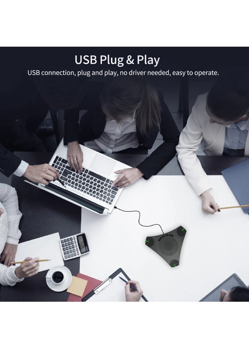 USB Speakerphone, 360 Degree Omni Directional Microphone, Easy To Use Portable Conference Microphone, Intelligent Noise Reduction Speaker For Calls Skype Meeting Chatting, (1pc, Black)