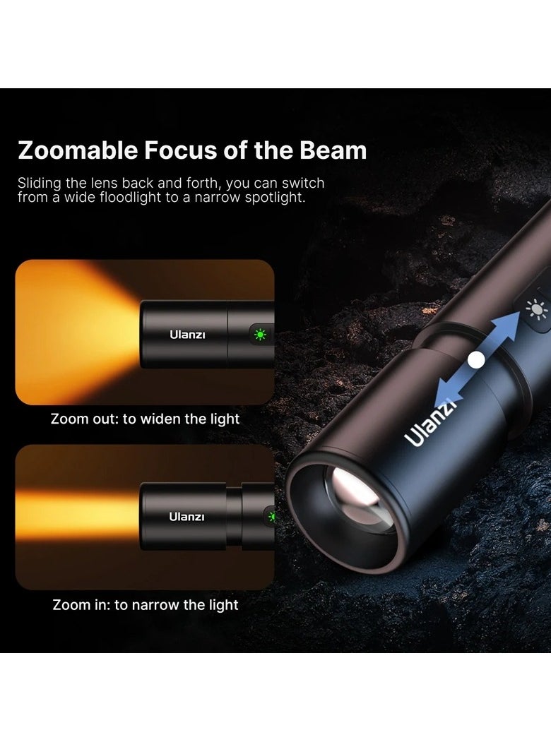 LM07 Videography Flashlight, Zoomable Photography Fill Light, Portable And Compact Rechargeable Flashlight, Strong Durable Ambience Light For Video Making, (1pc, Black)
